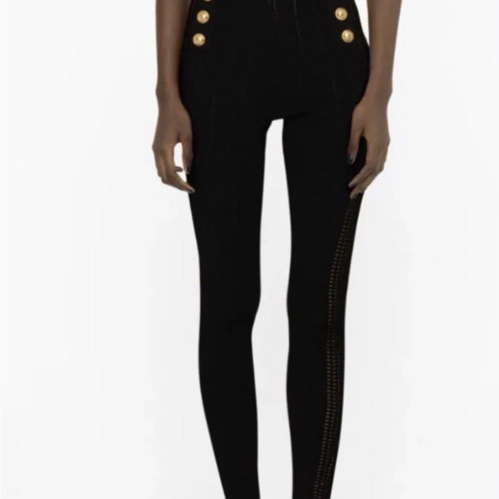 Balmain Black Knit Skirt with Gold Exposed Zip